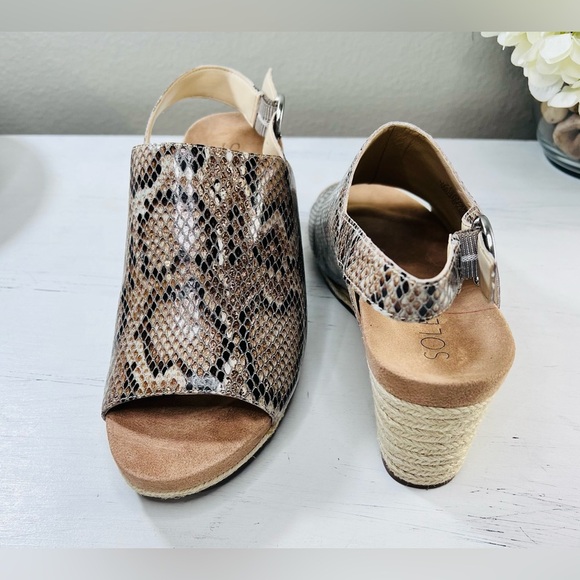 SOLE SOCIETY Wedge Heel Espadrilles,  Snakeskin Beige, Size 7.5 - Picture 1 of 10